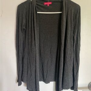 Gray Lightweight Open-Front Cardigan Sweater